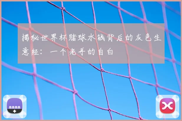 揭秘世界杯赌球水钱背后的灰色生意经：一个老手的自白